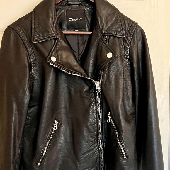 NWOT Madewell Washed Leather Motorcycle Jacket - Picture 8 of 16